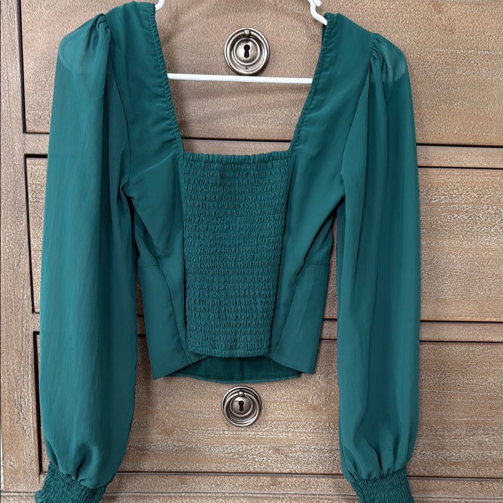 Abercrombie & Fitch Long Sleeve Green Top, Size XS - Picture 5 of 5